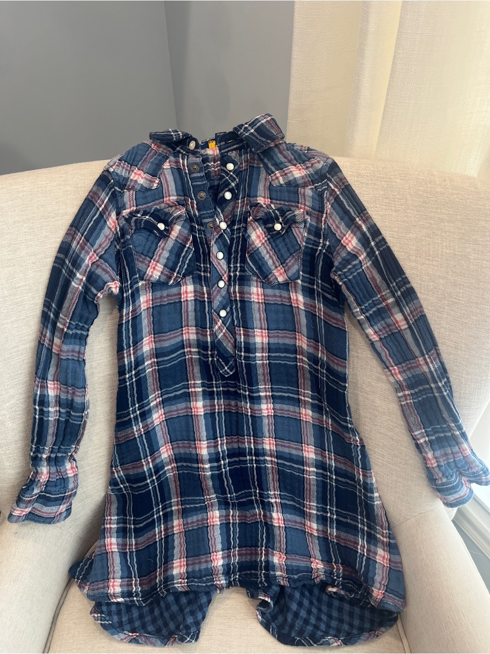 Polo Ralph Lauren Girls Plaid Long Sleeve Shirt Dress Size 7